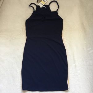 Ribbed Navy Body Con Dress